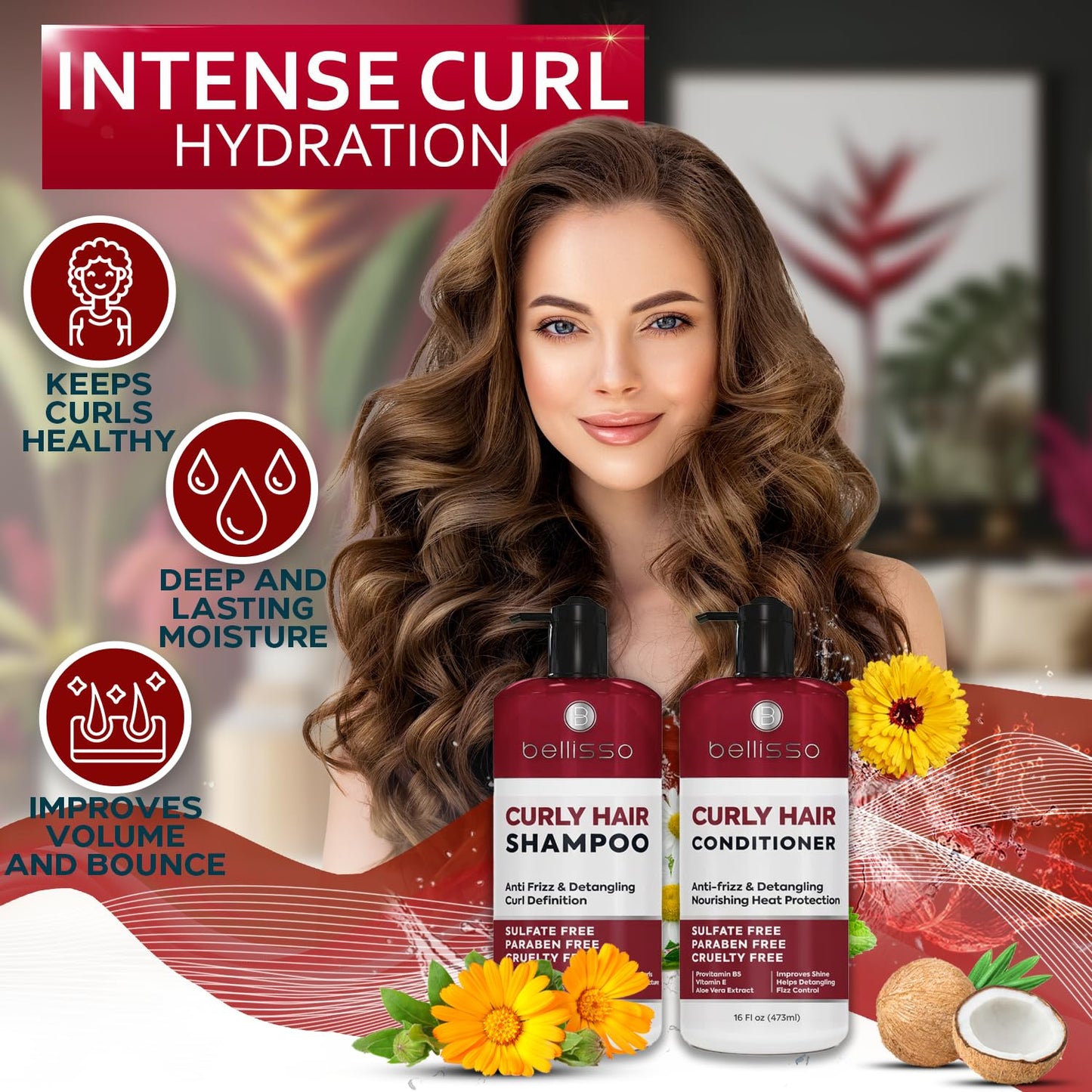 Curly Hair Shampoo and Conditioner Set - For Defining Wavy, Permed, Frizzy, Fine and Black Curls - Moisturizing, Sulfate Free Formula for Women and Men - Products are Safe for Color Treated Locks