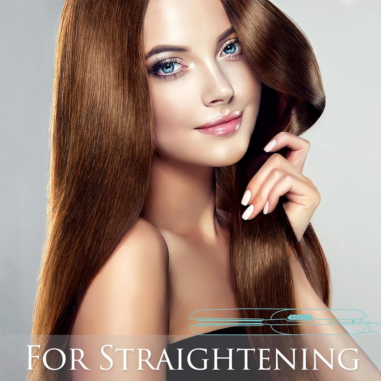 Heysam Flat Iron Hair Straightener for Women, Titanium Ceramic Ionic 1.6 Inch Wide for Thick Hair Straightening Iron, Dual Voltage Hair Straightener and Hair Curler 2-in-1, LCD Display, Fast Heating