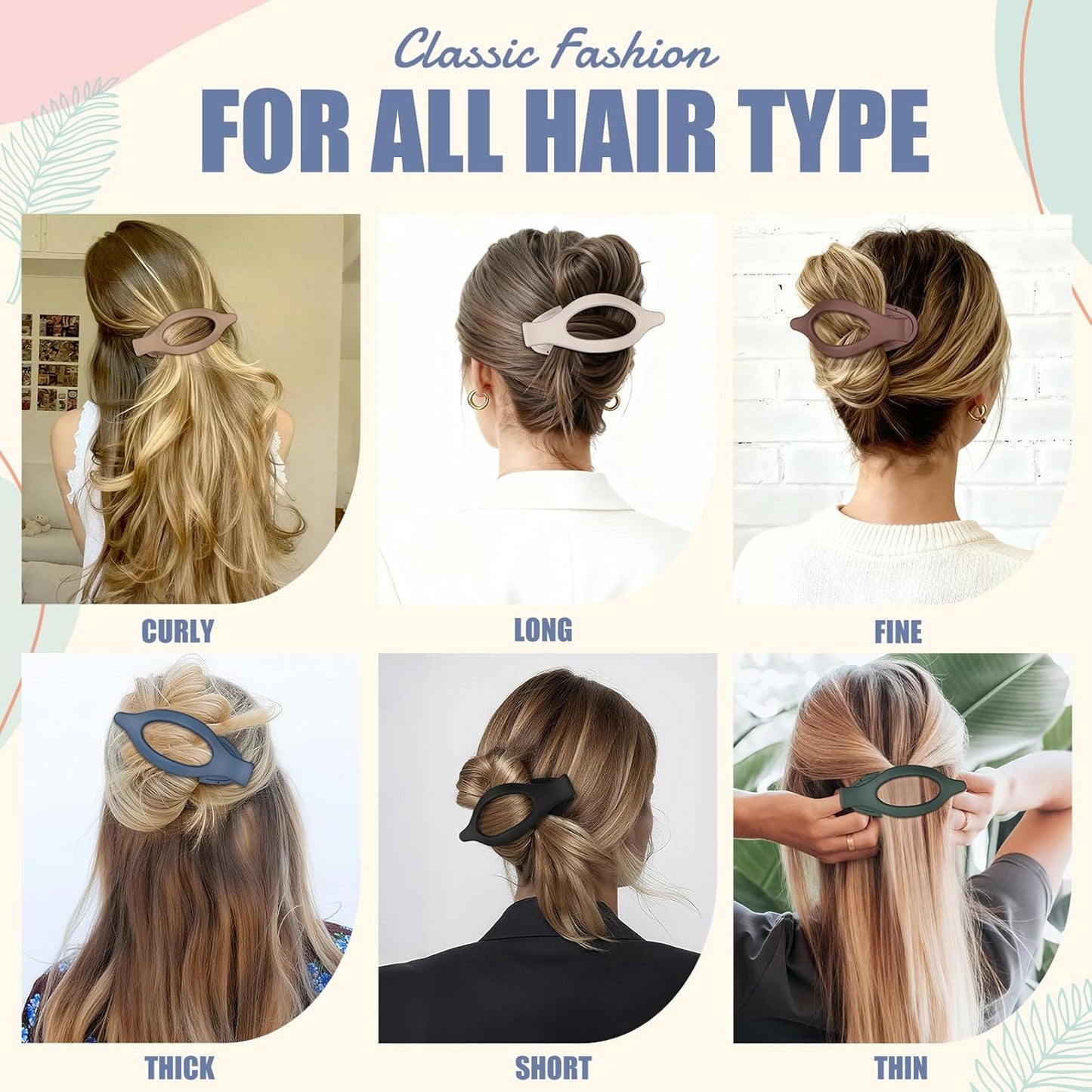 Flat Hair Clips for Women - 6 PCS French Flat Claw Clips Medium Hair Clips for Girls Large Hair Claw Clips for Thick or Thin Hair Strong Hold No Slip Hair Accessories for women (Dark Colorful)