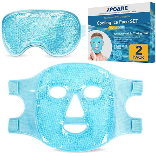 XPCARE Colding Ice Face Mask and Cooling Eye Mask for Puffy Eyes & Migraine Relief, Gel Eye Mask, Cool Face Masks for Dark Circles, Eye Surgery, Sleeping, Pressure, Headaches, Skin Care