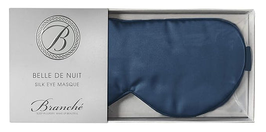 Branche Beauty Belle De Nuit Sleep Mask - Silk Eye Mask 6A Silk 22 Momme Eye Cover Sleepover Shade Blindfold Mask for Luxury Sleep in Total Darkness (Sapphire)