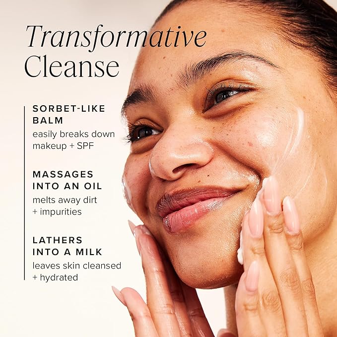 Farmacy Makeup Remover Cleansing Balm - Green Clean Waterproof Makeup Remover + Oil Based Cleanser - Gentle Exfoliating Double Cleanser - Melts From Balm to Milky Lather (200ml)