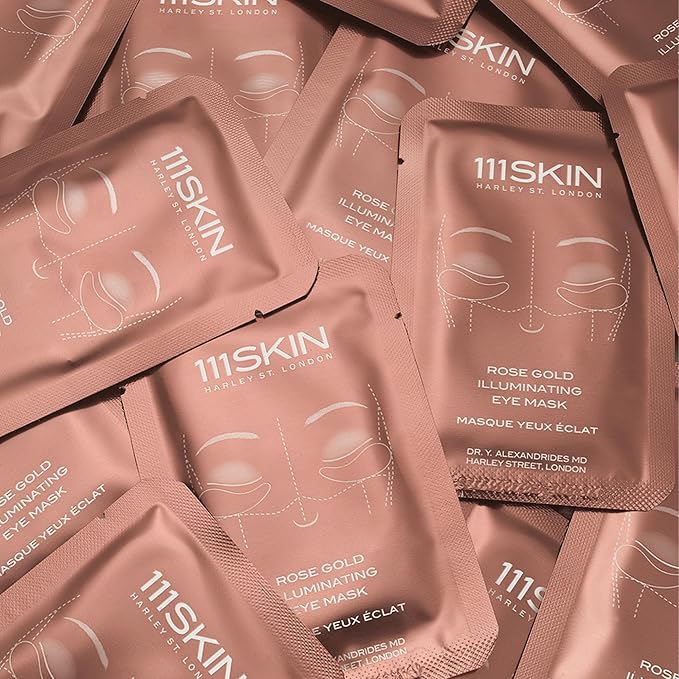 111SKIN Rose Gold Illuminating Eye Mask, Brightening & Hydrating Under Eye Patches for Dull, Dry Skin with Rose Extract, Colloidal Gold & Vitamin C, Improves the Appearance of Dark Circles, 8 Pairs