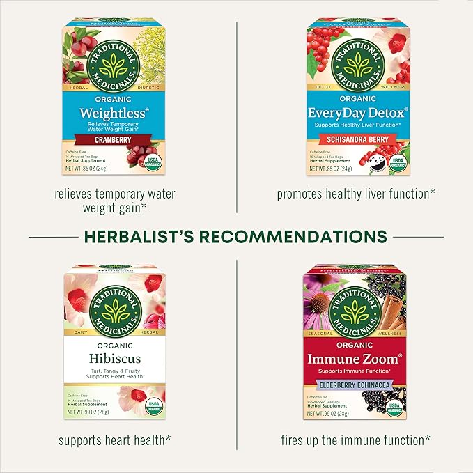 Traditional Medicinals Tea, Organic Rose Hips & Hibiscus, Supports Everyday Wellness, 16 Tea Bags