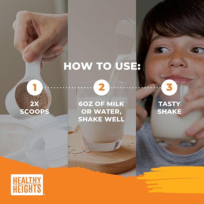 Healthy Heights Grow Daily Kids Protein Drink Mix (Chocolate) - High Protein Shake for Boys 10+