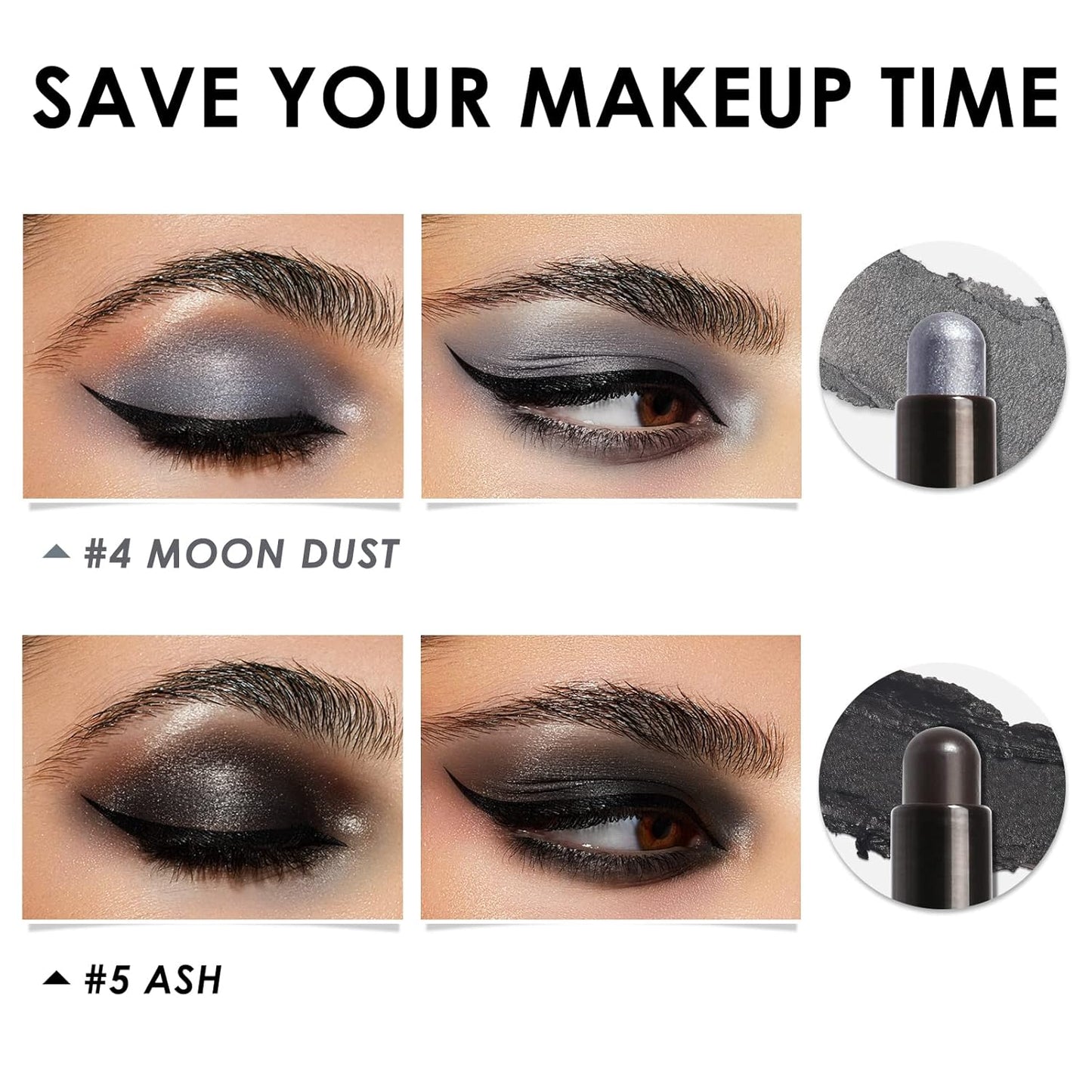 FOCALLURE 2 Pcs Cream Eyeshadow Stick,Brightener Eyeshadow Pencil Crayon,Highlighter Eye Shadow Stick Sets with Crease-proof Formula,Long Lasting Waterproof Eye Shadow Make Up,Smoky-night