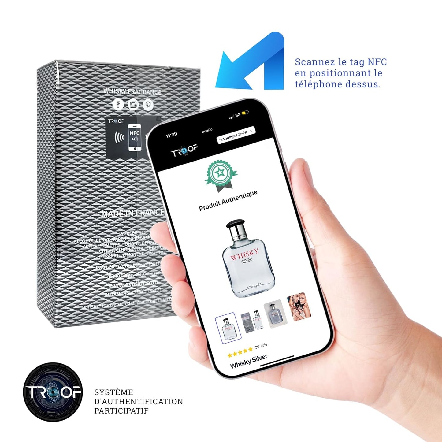 EVAFLORPARIS WHISKY SILVER Eau de Toilette for Men – Magnetic and Unique Scent with Verbena, Violet and Marine Notes – For the Unforgettable Man – Made in France 3.4 Fl Oz