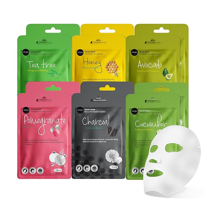 celavi Essence Facial Face Mask Paper Sheet Korea Skin Care Moisturizing 6 packs for each 6 flavors (New) K-Beauty Skincare 36 masks in a pack Made in Korea
