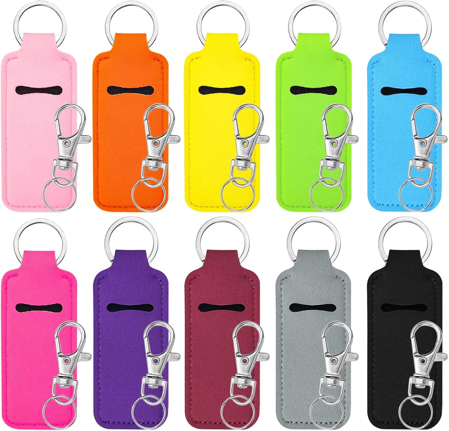 Krijues 10/20/40 Pcs Chapstick Holder Key Chain Lipstick Holder with Keychains (10 Colors)