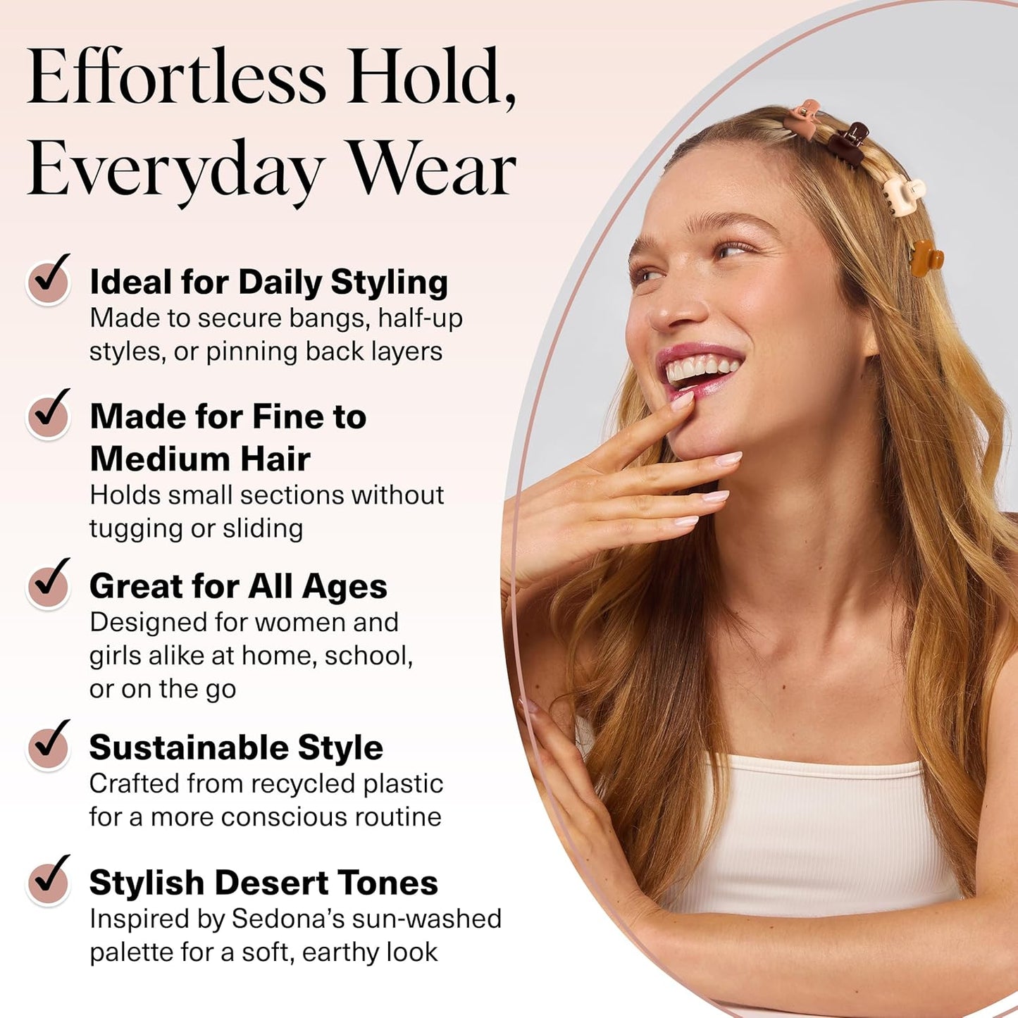 Kitsch Small Hair Clips for Women and Girls – Mini Claw Clips – Hair Accessories – Daily Styling, Recycled, | Ideal Gifts for Women Sedona – 8pc Set