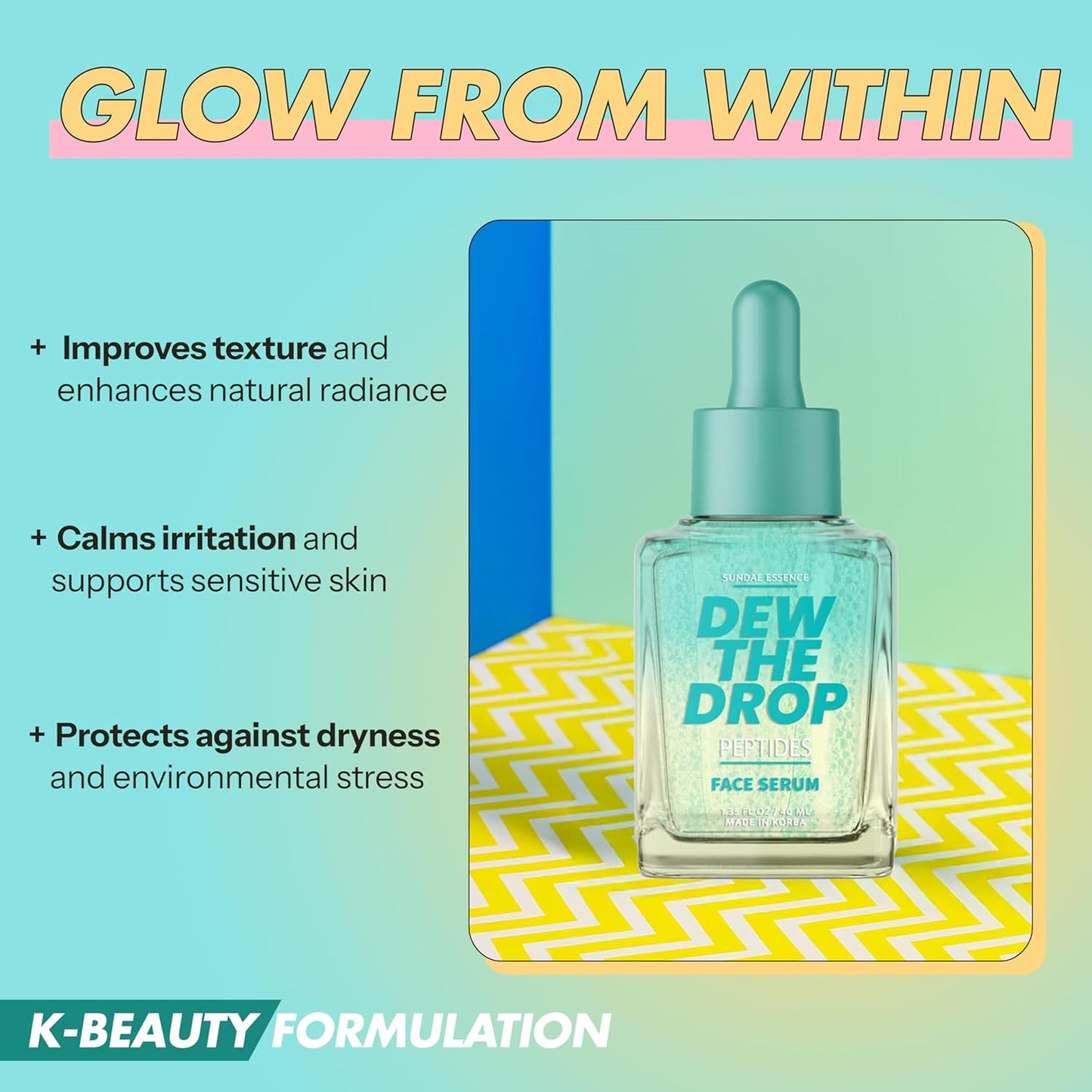 Peptides Face Serum - Dermatologist-Tested, Anti-Aging, Korean Skin Care -Boosts Elasticity, Smooths Texture, Revitalizes Skin - Clean Formula, Vegan, 95% Natural - 1.35 Fl. Oz