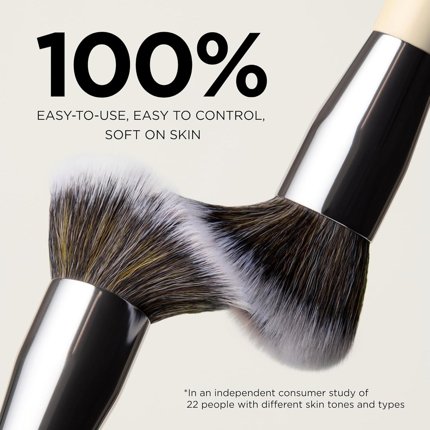 HALEYS Kabuki Makeup Brush VEGAN+CRUELTY-FREE, Sustainable Wood, Vegan Bristles for Airbrushed Finish, For Creams, Liquids, Powder, Streak-free, Perfect Blending, Buffs, Blurs, Smooths with Control