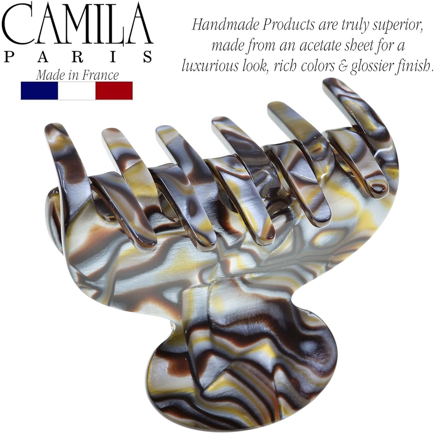 Camila Paris CP3061 French Hair Clip for Women, Handmade, Onyx, Small, Girls Hair Claw Clips Jaw, Durable Styling Hair Accessories for Women, Strong Hold No Slip Grip, Made in France