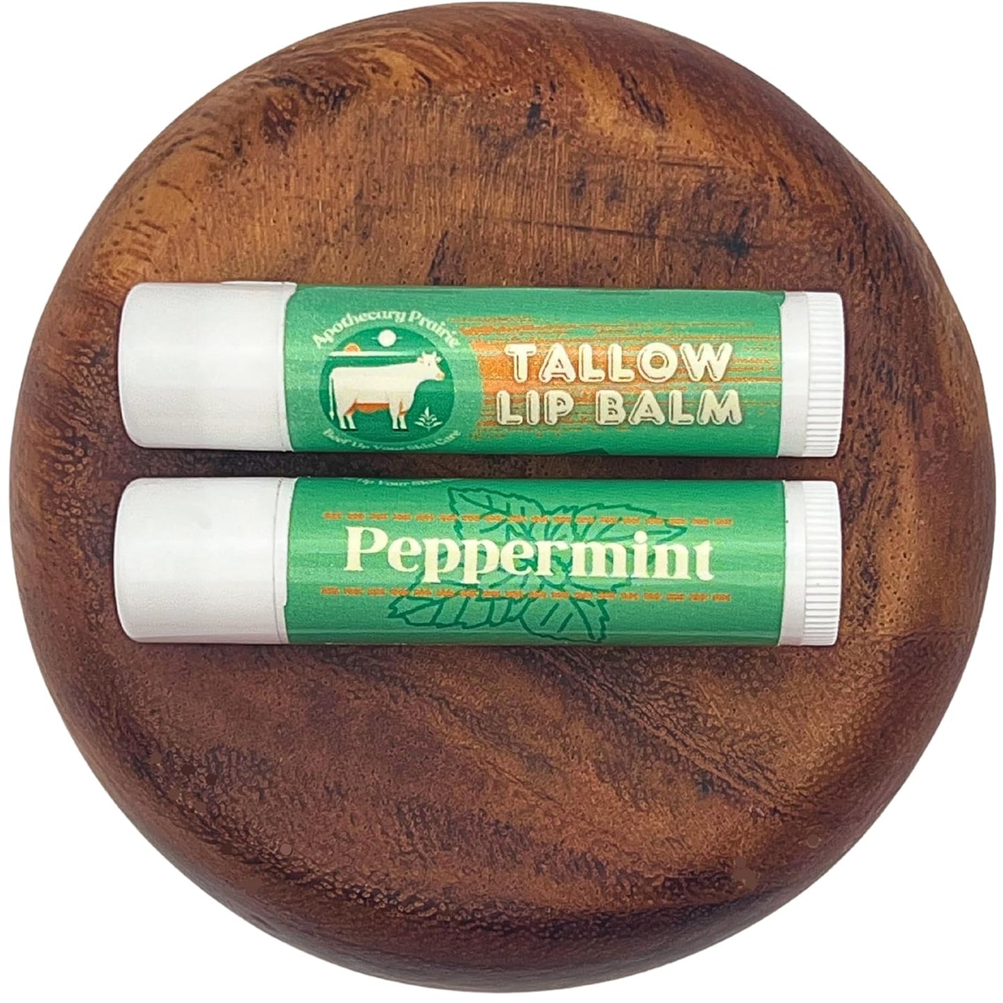 Grass-Fed Tallow Lip Balm with Organic Beeswax and Natural Peppermint Oil - Handmade With Only 3 Ingredients To Lock In Soothing Moisture (4 Pack, Peppermint)