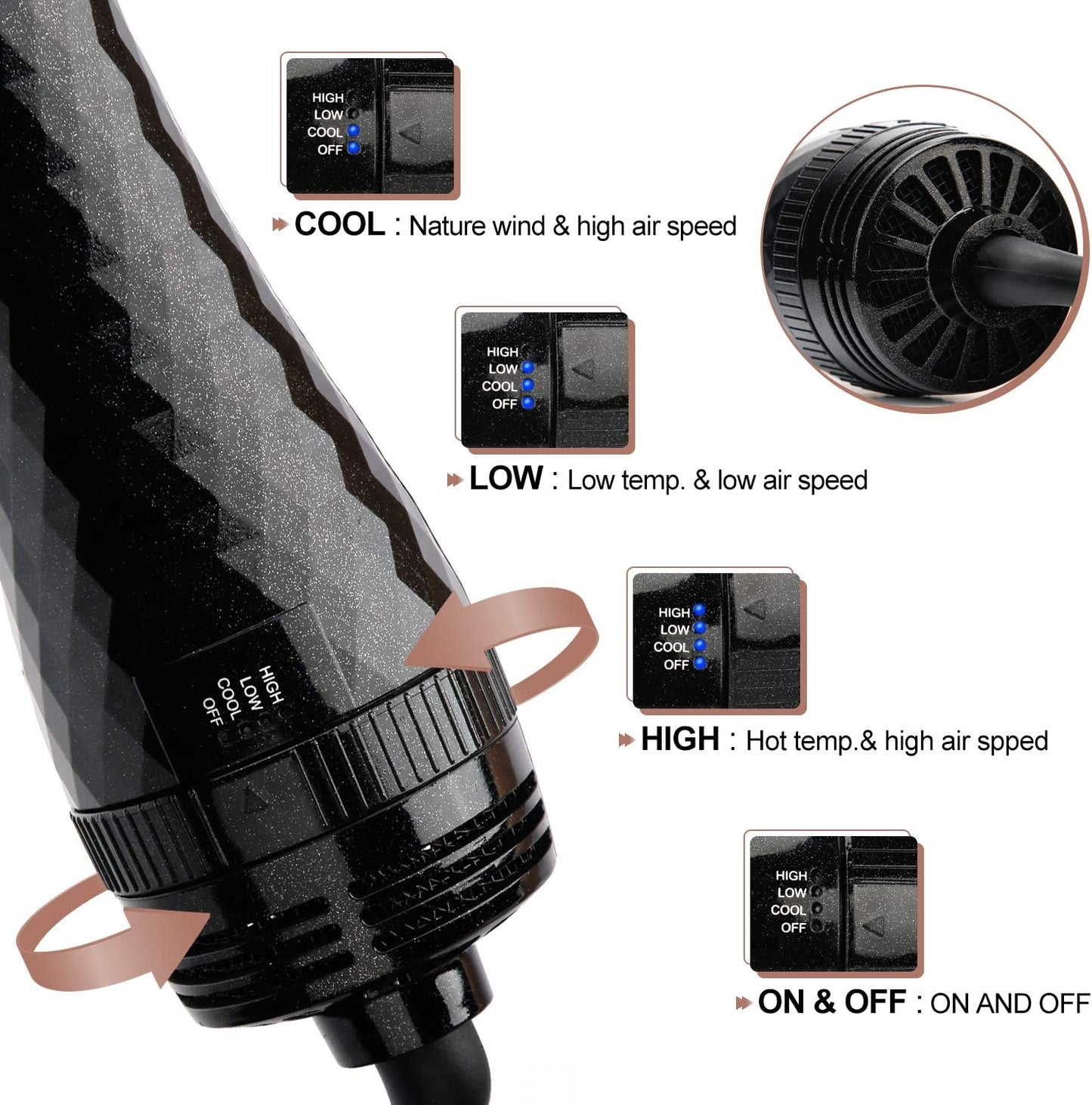 Aima Beauty One-Step Volumizer Hair Dryer Brush, 4-in-1 Upgrade Hot Air Brush for Less Frizz, More Shine, Oval Brush for Blowout, Black Red