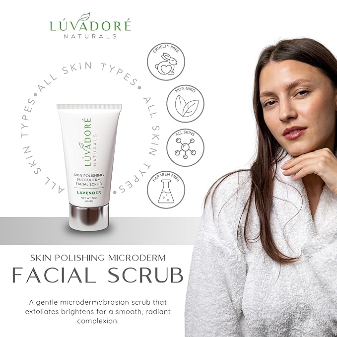 Microdermabrasion Facial Scrub – Skin Polishing Exfoliating Face Scrub – Gentle Face Exfoliator with Shea Butter, Vitamin E – Hydrating and Smoothing Formula for Wrinkles, Scars