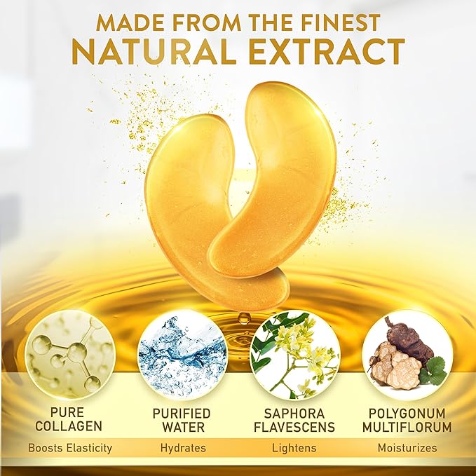 PatchRx Gold Under Eye Patches (144 Patches) for Puffy Eyes and Dark Circles with Pure Collagen, 24K Eye Gel Pad Masks for Reducing Eye Bags, Puffy Dark Circles, Wrinkles, and Fine Lines