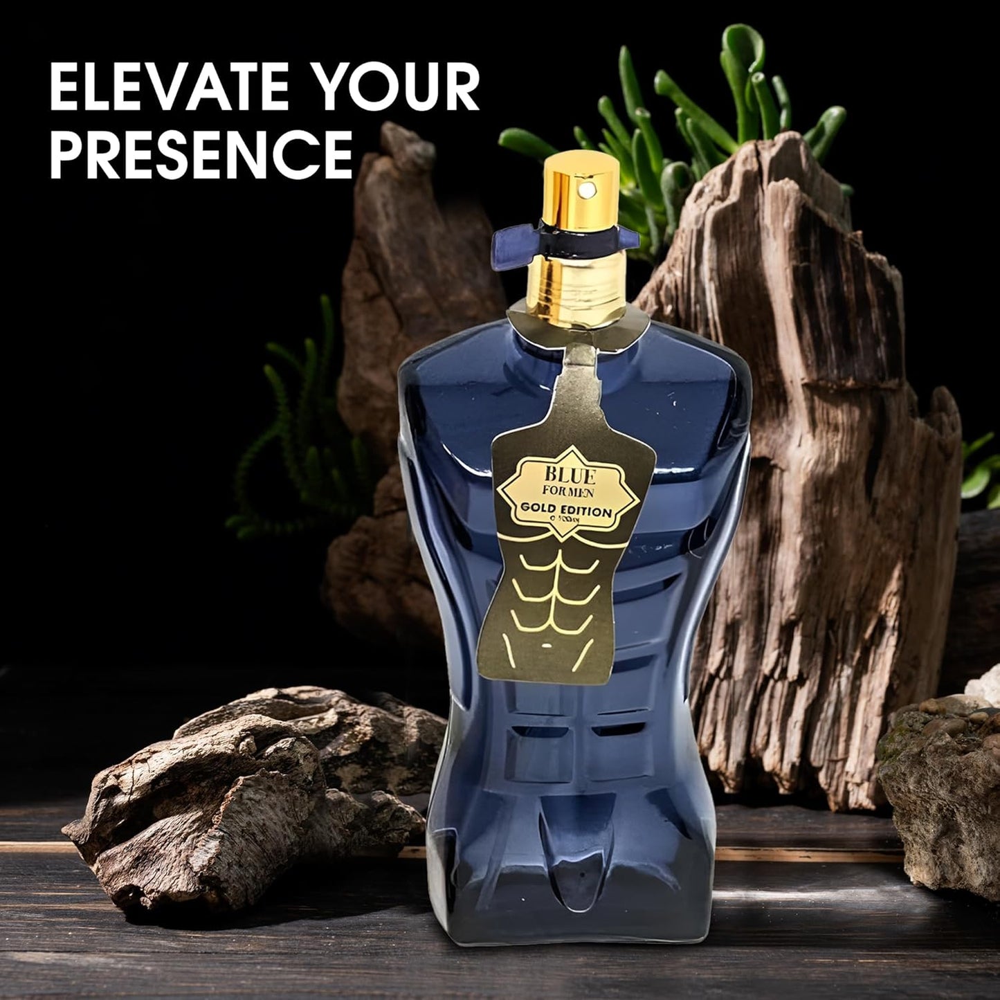 Blue For Men Gold Sensual Woody Fragrance for Men | Long Lasting Cologne Aromatic Scent, Eau de Parfum Natural Spray - Great Holiday Gift, 3.4 Fl Oz/100 Ml
