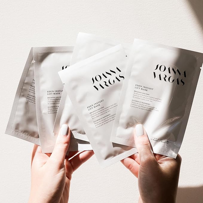 Joanna Vargas Eden Face Masks for Women - Hydrating Sheet Mask with CoQ10 & Hyaluronic Acid - Instant Lift Face Mask Sheet for Fine Lines & Wrinkles - Firming Facial Mask for All Skin Types - 5 Sheets