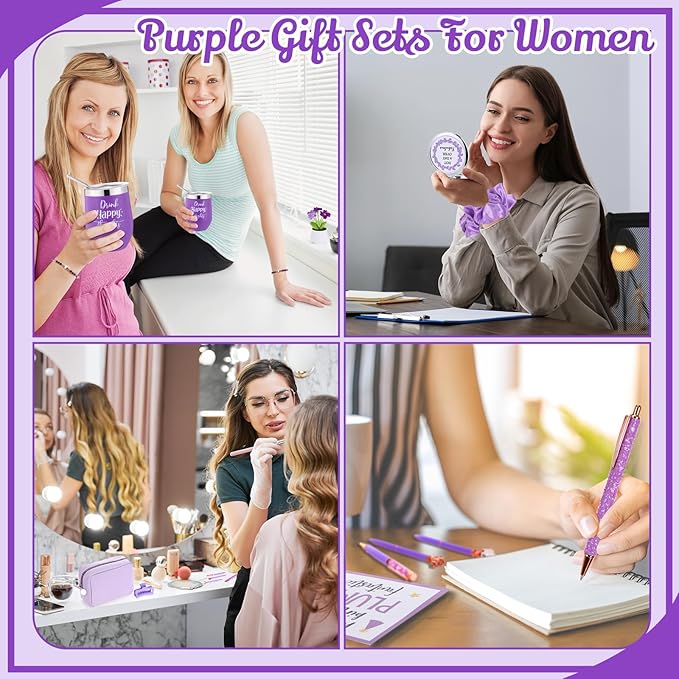 Abbylike Birthday Gifts for Women Purple Self Care Get Well Soon Gift Baskets and Sets for Mom Make up Care Package Box for Her Wife Friends Sister Girlfriend Christmas Valentines Mothers Day