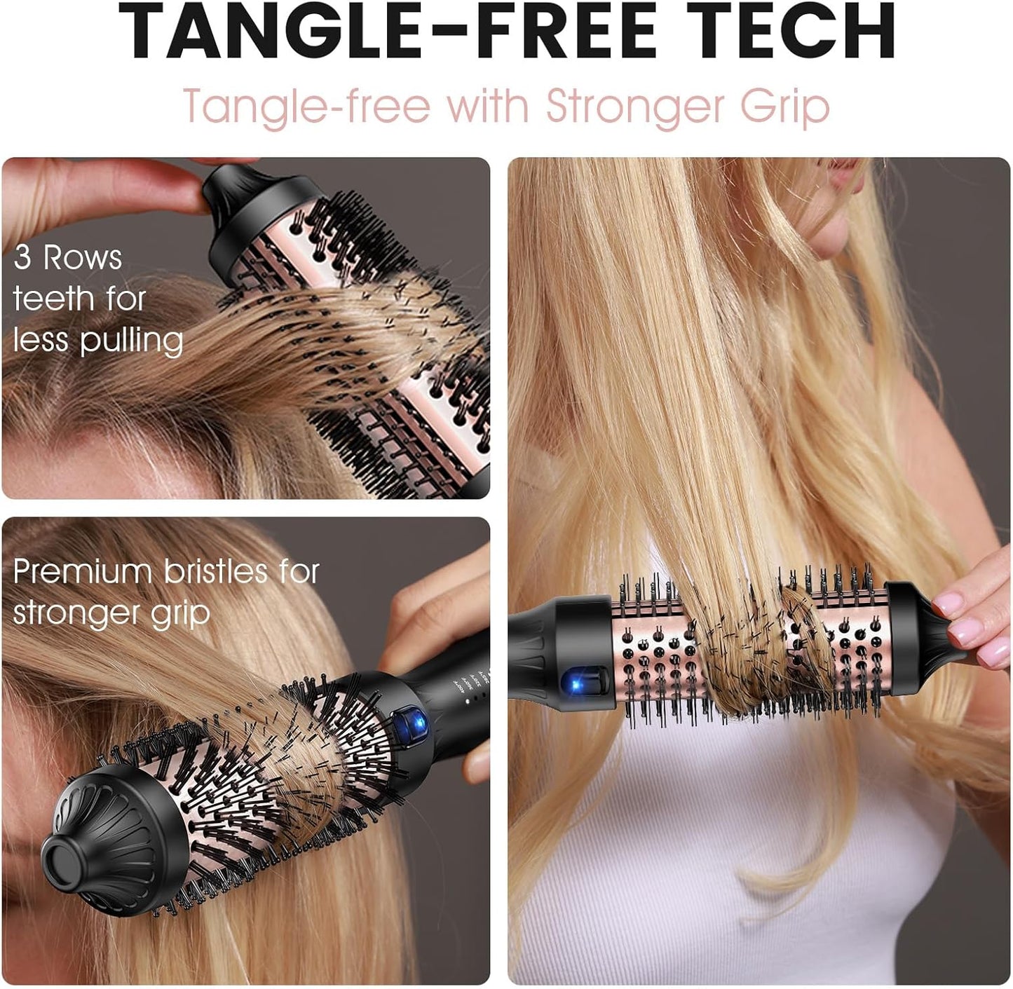 zavarea Thermal Brush, 1.5 Inch Heated Round Brush Stylers, 800M Negative Ions Ceramic for Less Frizz Damage, 4 Temperature Set, Dual Voltage for Travel, Easy Use Boosts Shine, Elegant Black