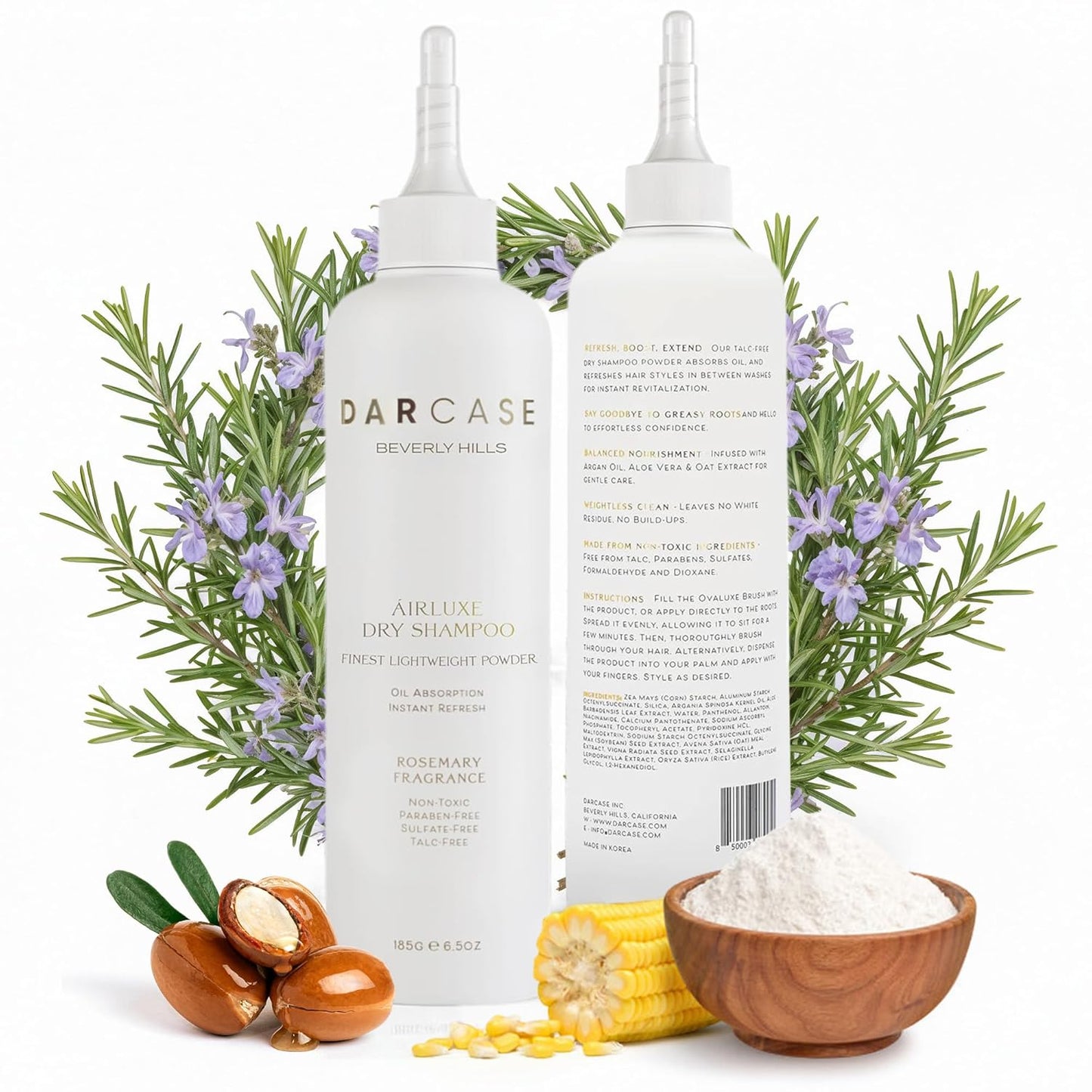 DARCASE Premium Dry Shampoo for Women - Non Aerosol Dry Shampoo Powder - Talc-Free & Hair Refreshing Powder Shampoo for Men & Women - For All Hair Types - 6.5oz - Rosemary