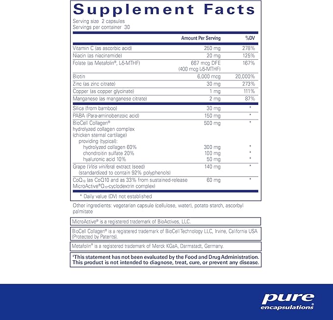 Pure Encapsulations Hair/Skin/Nails Ultra 60 Capsules