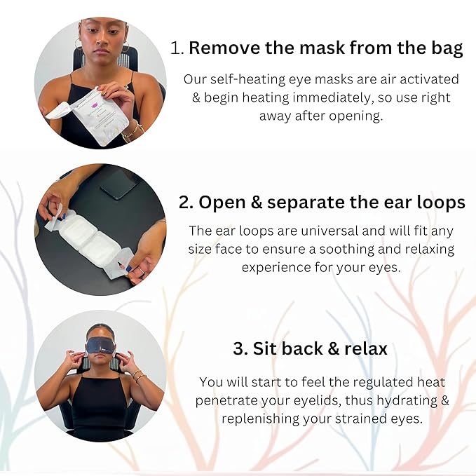 Self Heating Eye Mask - Steam Eye Mask for Dry Eyes, Soothing Relief, Stress Reduction - Disposable Warm Eye Compress Moist Heat