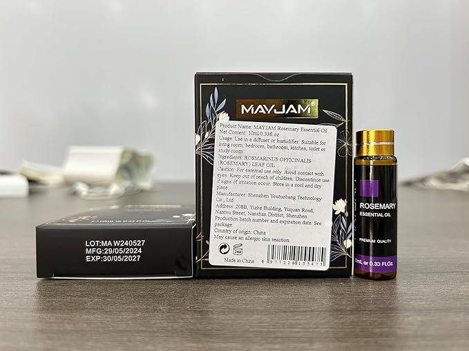 Rosemary Essential Oil 10ML, Pure Essential Oils for Massage, Diffusers, Rosemary Oil for Soap Candle Making (0.33FL.OZ Bottle)