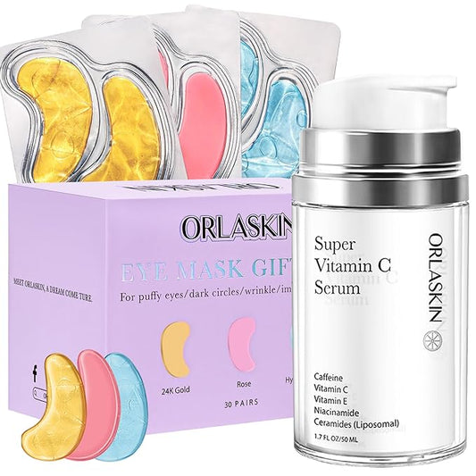 30 Pairs Eye Mask Skin care for Dark Circles, Puffy Eyes, Under eye Bags,Wrinkles&Super Vitamin C Serum For Women Over 70