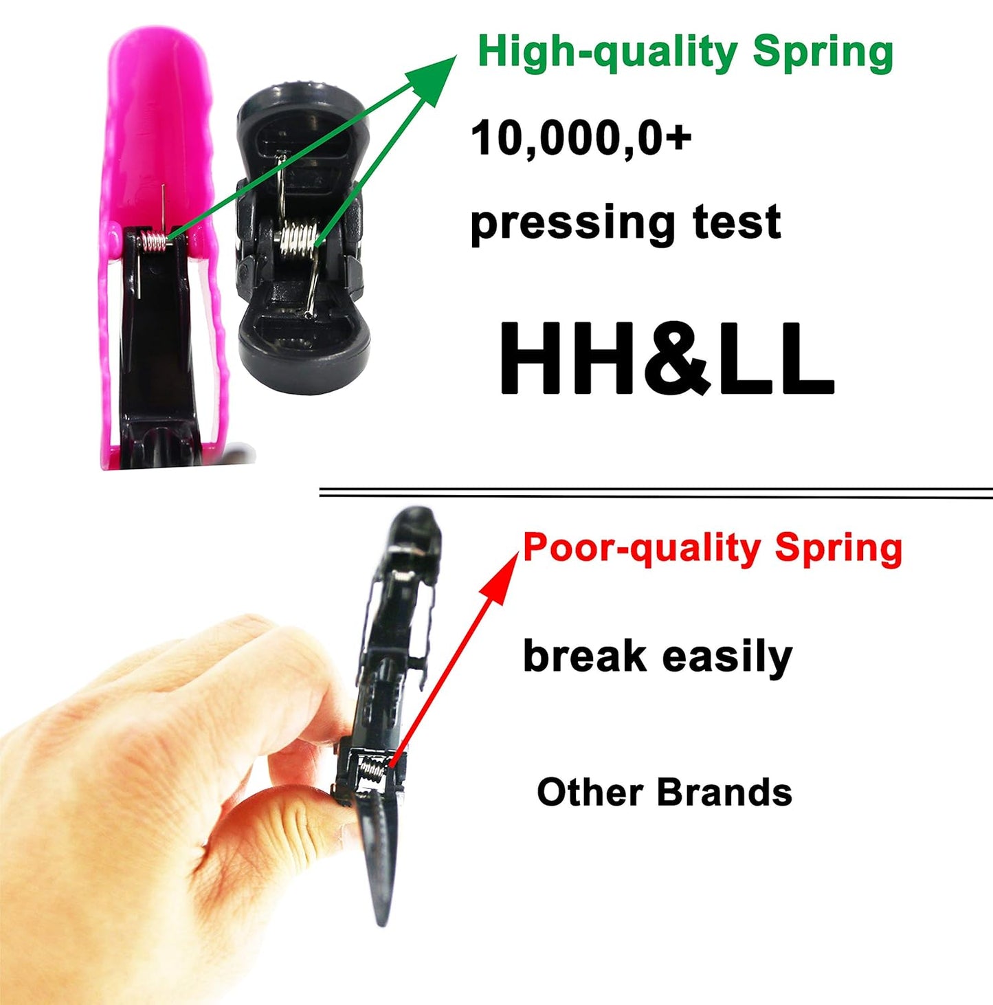 HH&LL Hair Clips for Women - Wide Teeth & Double-Hinged Design Alligator Styling Sectioning Clips of Professional Hair Salon Quality 10Pack (Rose Red)