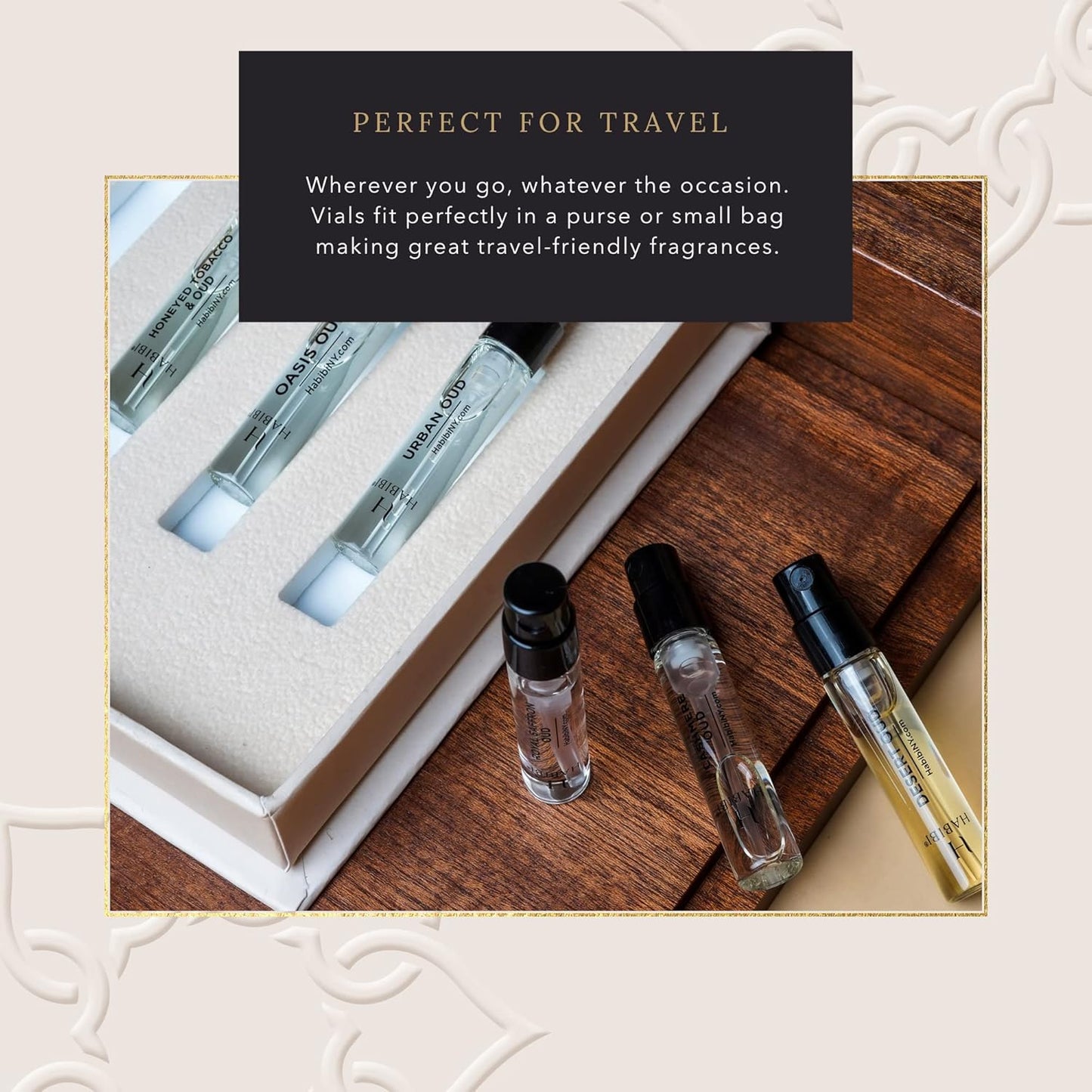 H HABIBI Oud Perfume Discovery Sample Set – Luxury Eau De Parfum & Cologne Sampler Sets for Men & Women, Travel Size Gift Set, Made in USA, 5 x 2ml