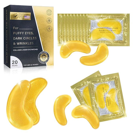 Under Eye Patches for Puffy Eyes and Dark Circles, 20 Pairs Eye Mask with Hyaluronic Acid & Collagen, Anti Wrinkle Patches for Nourishing, Moisturizing, Fine Lines Eye Care Treatment