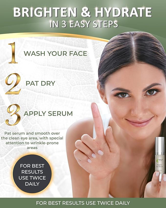 American Natural Eye Serum for Puffy Bags Under Eyes (0.5oz) - Dark Eye Circle Remover with Organic Cucumber & Chamomile Extract | Fine Line & Wrinkle Reduction Anti Aging Serum For Men & Women