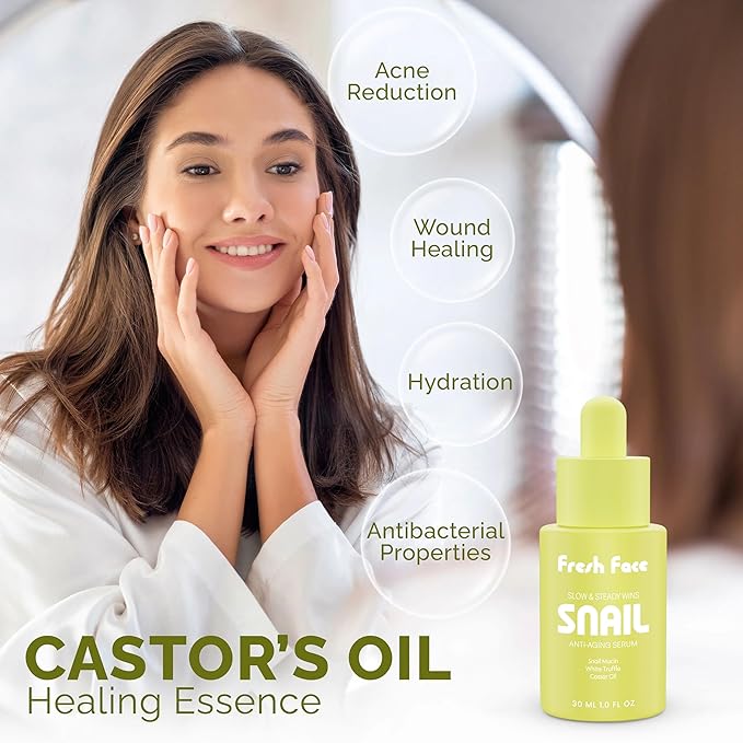 Face Fresh Snail Mucin Serum + Peptides for Glass Skin – 97% Snail Essence Hydrating Serum 30 ml 1.0 fl.oz – Anti Aging Hyaluronic Acid Serum – Reduces Wrinkles, Acne, Scars & Moisturizes Skin