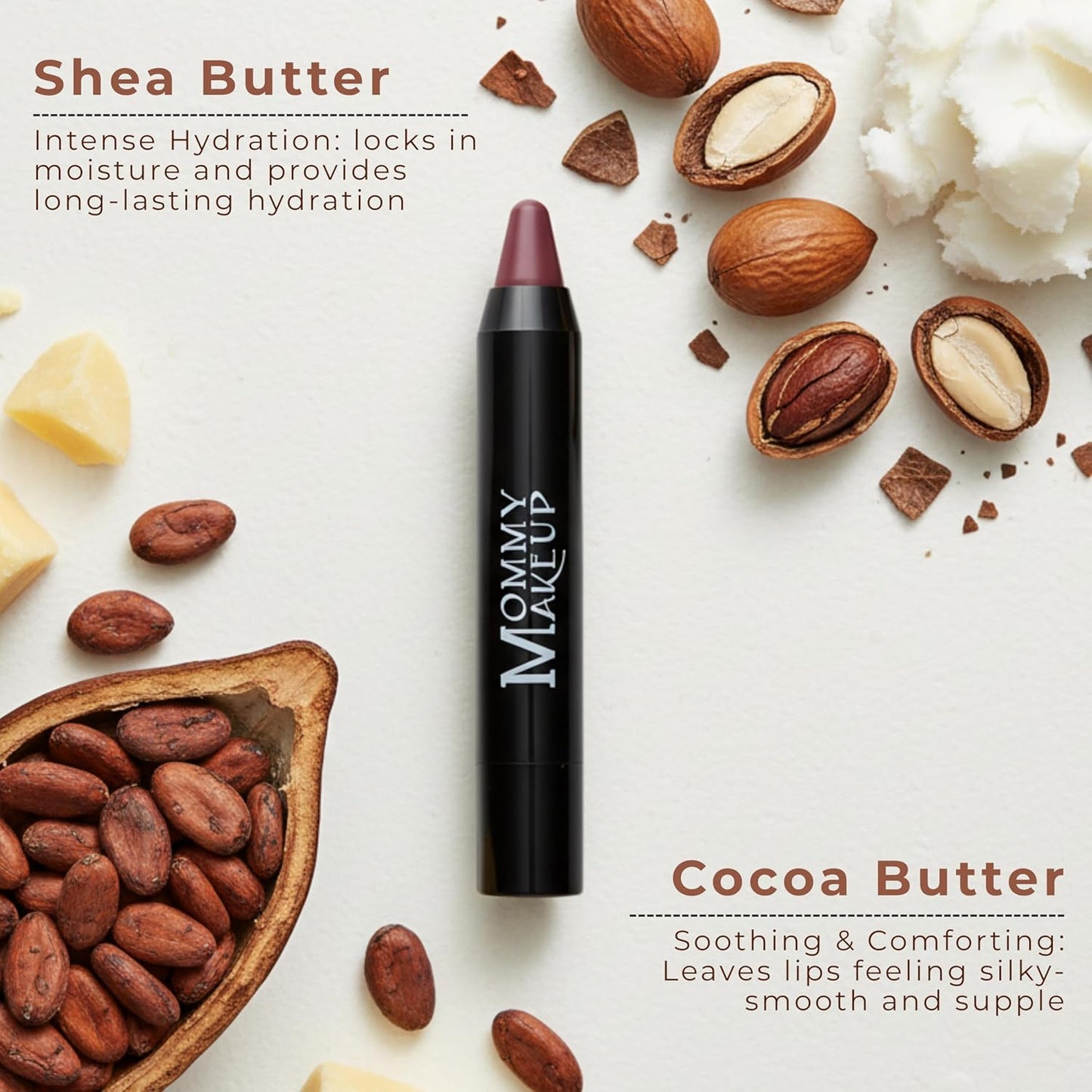 Mommy Makeup Triple Sticks Lipstick, Cream Blush & Teatment All-In-One with Shea & Cocoa Butter - Soft & Creamy Moisturizing Lip Crayon For Lips & Cheeks (Gigi)