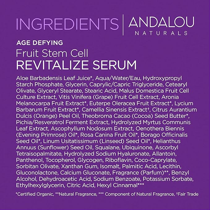 Andalou Naturals Fruit Stem Cell Revitalize Serum, 1.1 Fl Oz