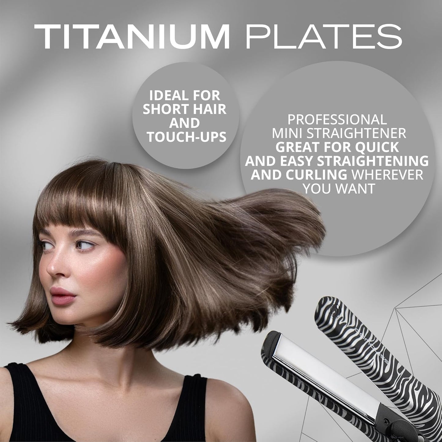 CORIOLISS C Trip Mini | Hair Straighteners for Women | Titanium| Flat Iron | Professional with Temperature Control (Zebra Silver)