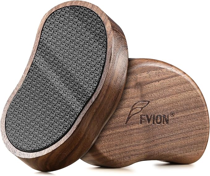 FVION Nano Glass Foot File with Bamboo Handle - Foot Scrubber Dead Skin Pumice Stone for Feet - The Ultimate Gentle Pedicure File Feet Callus Remover (Brown)
