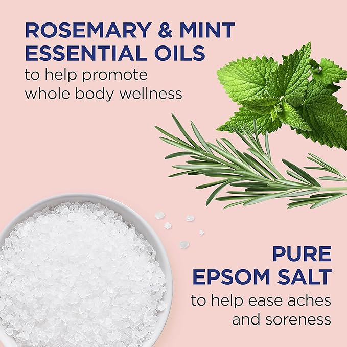 Dr Teal's Pure Epsom Salt Soak, Wellness Therapy with Rosemary & Mint, 3 lbs (Pack of 4)