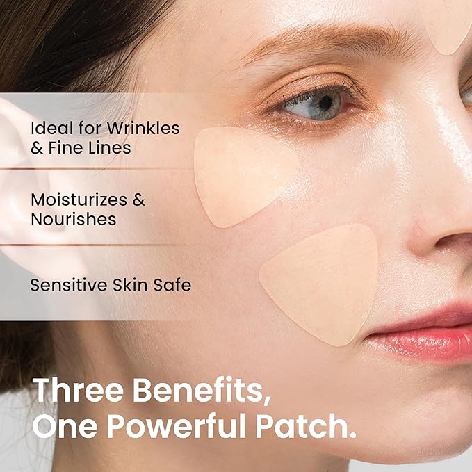 Advanced Wrinkle Patches 60ct Smile Line, Frown Line Wrinkle Patches for Facial Korean Skin Care Face Wrinkle Tape Invisible Overnight with Retinol & Collagen (Small (Face))