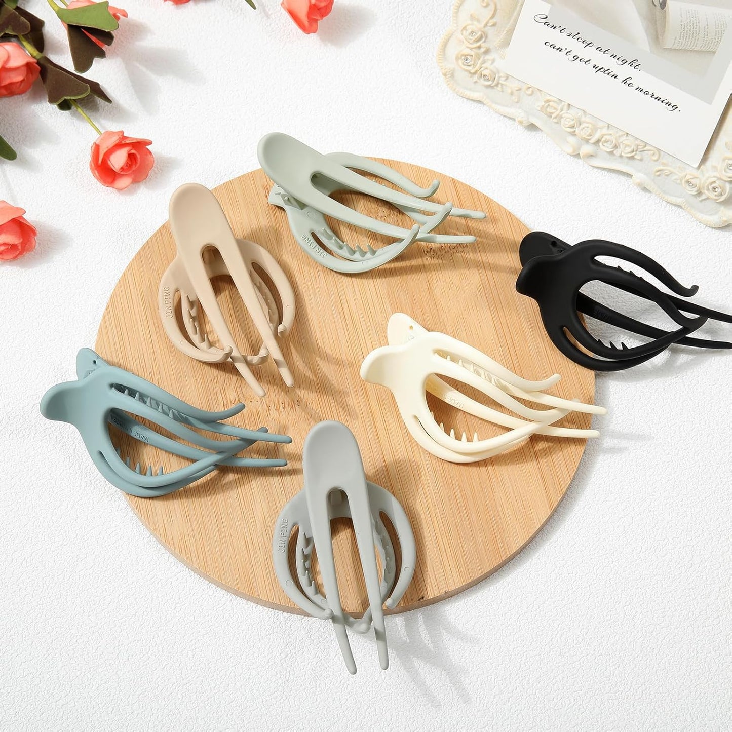 French Concord Hair Clips Claw - 6Pcs Side Slid Flat Hair Clips for Volume Strong Hold No Slip Grip Hair Claw Clips for Women Girls Thick Thin Hair (Matte Curved(Medium,4 inches) #1)