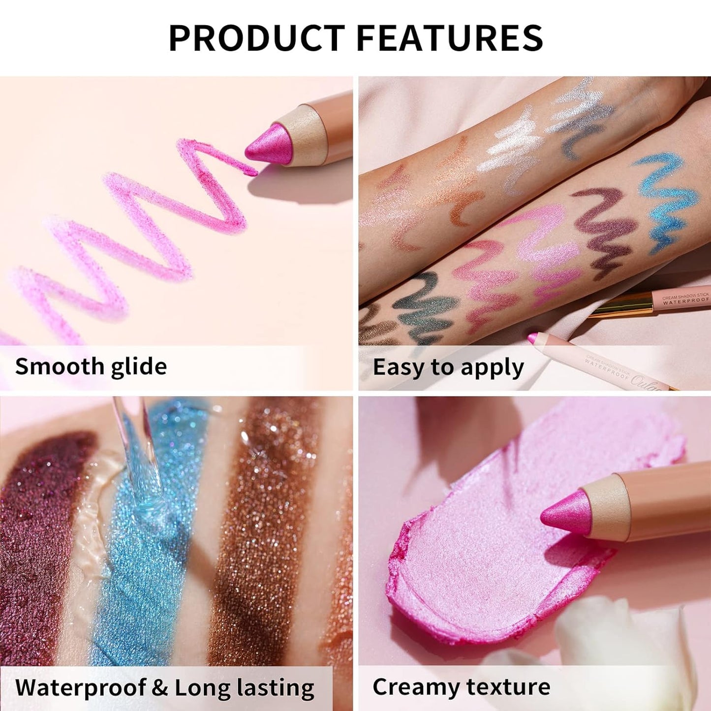 Oulac Halloween Black Eyeshadow Stick – Twist-Up Waterproof Pencil, Long Lasting & Smudge-Proof, Vegan & Cruelty-Free, 1.25g, WM05 Nocturnal