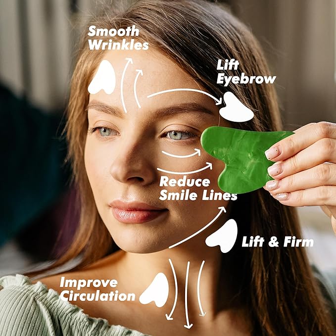 Ice Roller & Gua Sha Set, Skin Care for Face Wrinkles and Puffiness, Self Facial Massage Tools