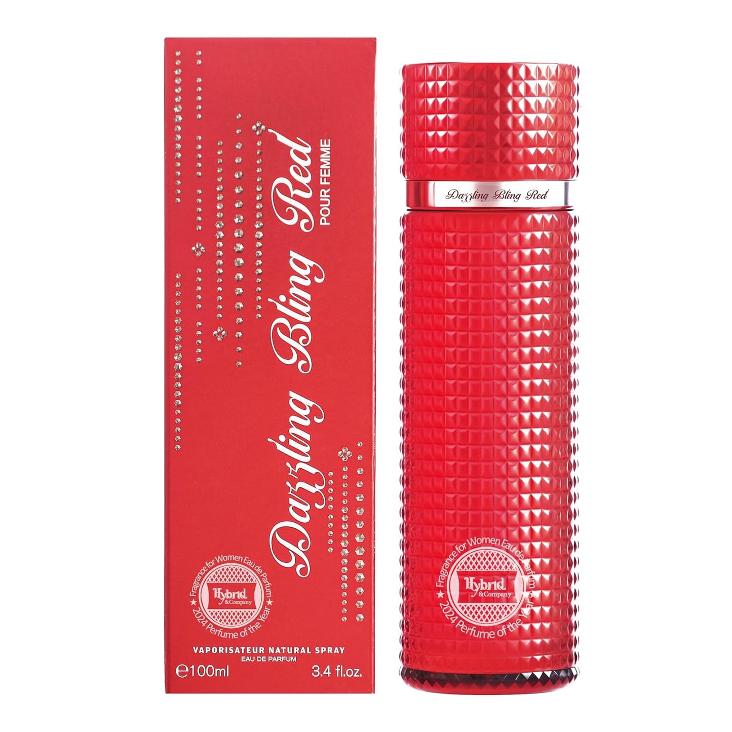 Hybrid & Company Women Dazzling Bling Red Pour Femme Eau De Parfum Vaporisateur Natural Spray 3.4 Fl Oz