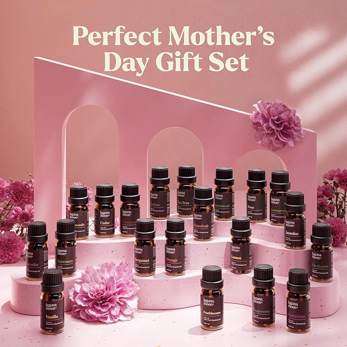 Essential Oils Set - Top 20 Gift Set Oils for Diffusers, Humidifiers, Soaps, Aromatherapy, Candle Making Scents, Cars & Home Products - Peppermint, Tea Tree, Lavender, Eucalyptus, Lemongrass (10mL)