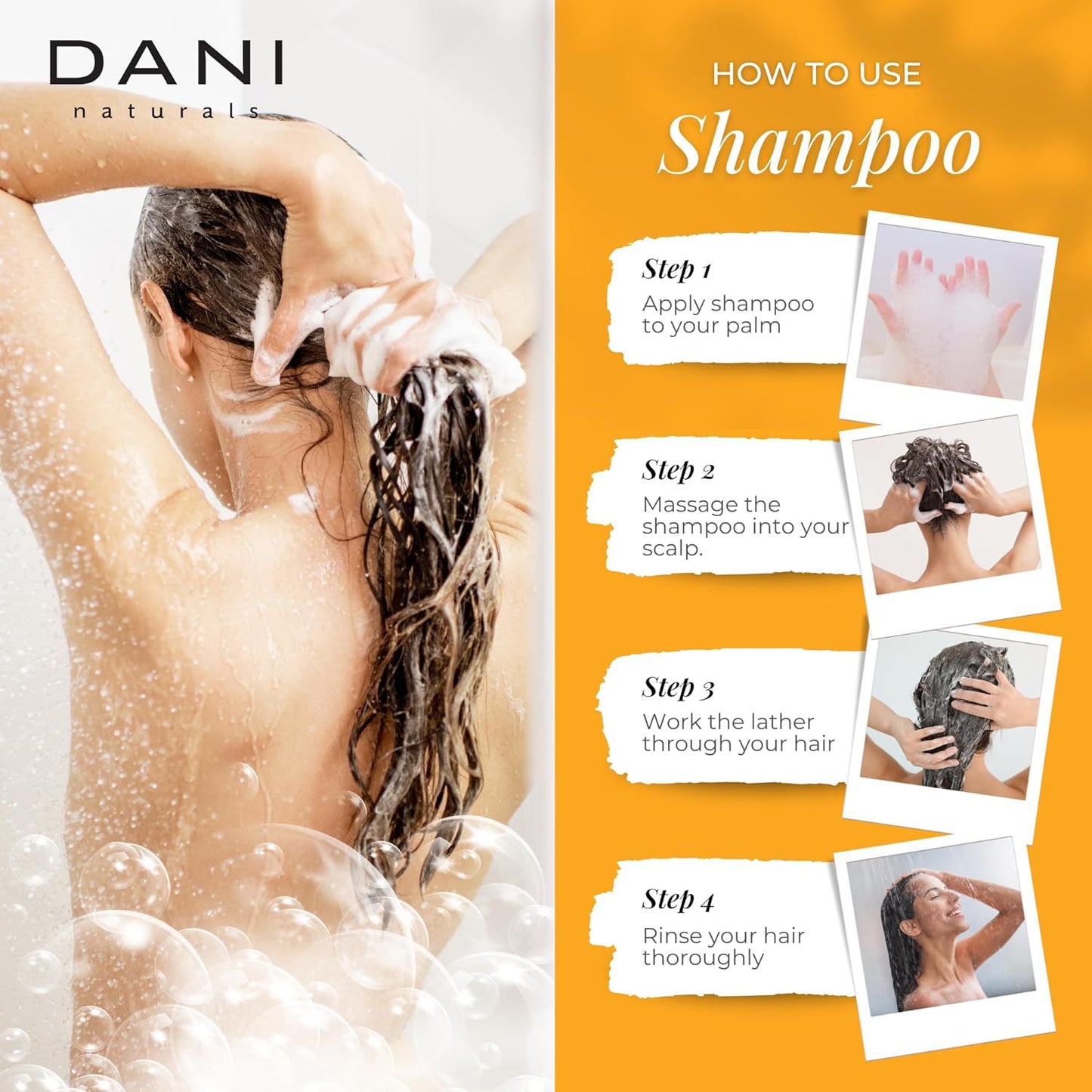 DANI Naturals Sulfate-Free Shampoo - Grapefruit Ginger – Detoxifying & Clarifying Formula for Oily, Thick & Curly Hair, 12 oz – Nourishing, Vegan, & Color-Safe