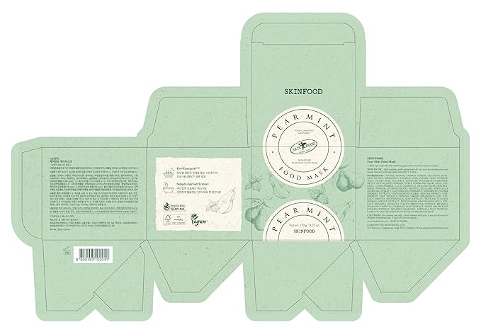 SKINFOOD Mask Pear Mint 120g - Facial Pore Cleanser, Soothing & Hydrating Body Skin - Pore & Sebum Clearing, Cooling Bubbles Scrub Wash Off Face Masks w/Rice Powder - Shower-Proof Texture (4.23 oz)