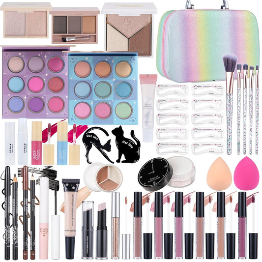 Makeup Kits For Girls Teens, Makeup Gift Set For Women with Eyeshadow Palettes, Brushes, Lip Gloss, Travel Make up Starter Kit For Beginners (C0912)