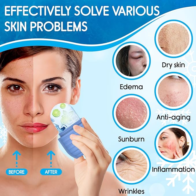 1Pcs Ice Roller for Face, Ice Face Roller, Reusable Silicone Ice Mold for Face, Facial Beauty Ice Roller Skin Care Tools for Shrink Pores Anti Wrinkle Reduce Puffiness (Rose)